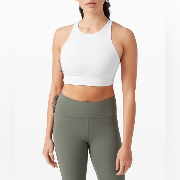 lululemon athletica Other - Lululemon Energy Bra High Neck Long Line size 4 square dot bone color
